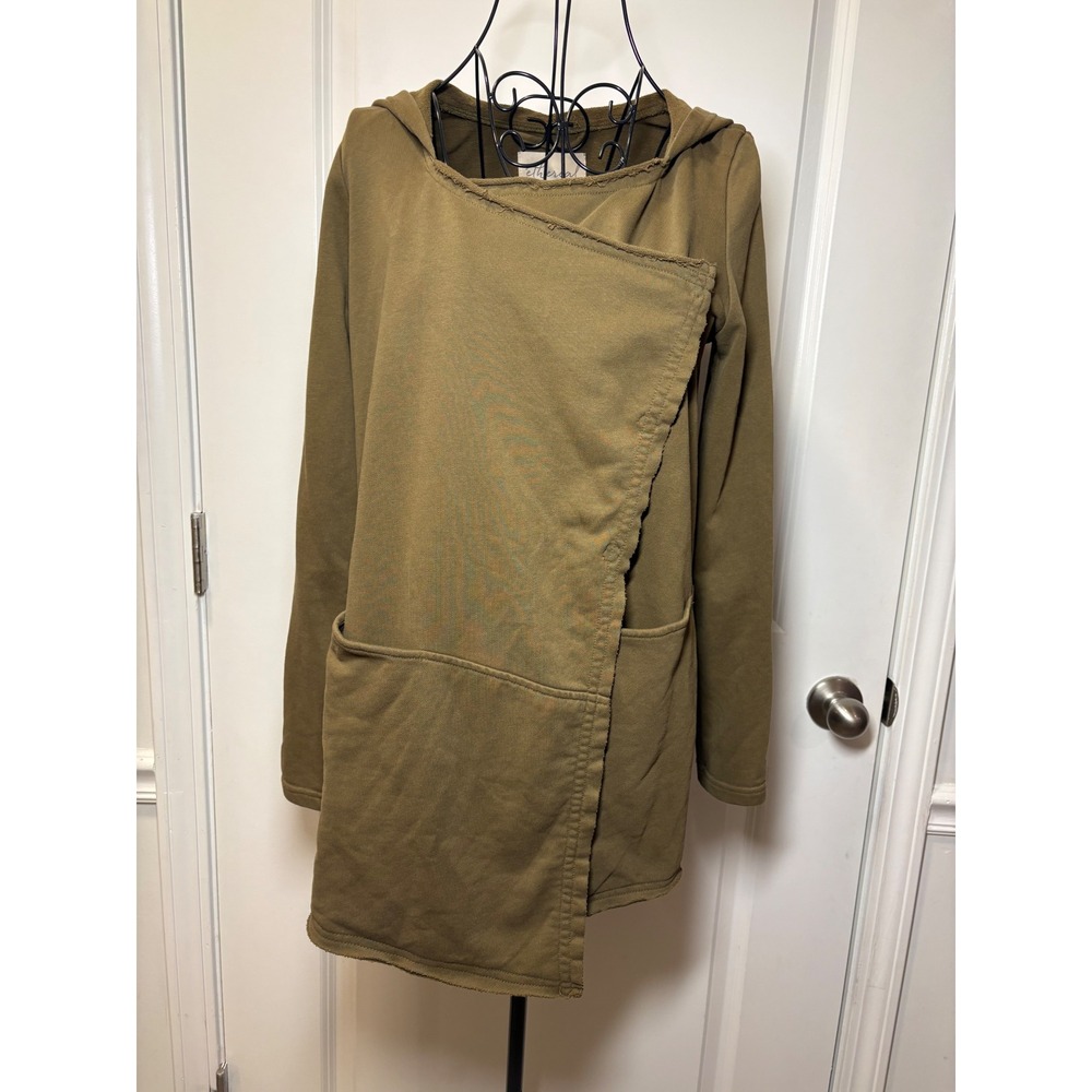 Ethereal by Paper Crane Olive Green Wrap Hooded Jacket -  Medium‎